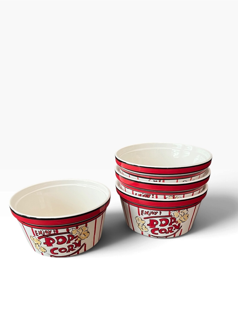 Popcorn Bowls by Tabletops Unlimited. Set of 4 (FOUR) Popcorn Vintage Retro